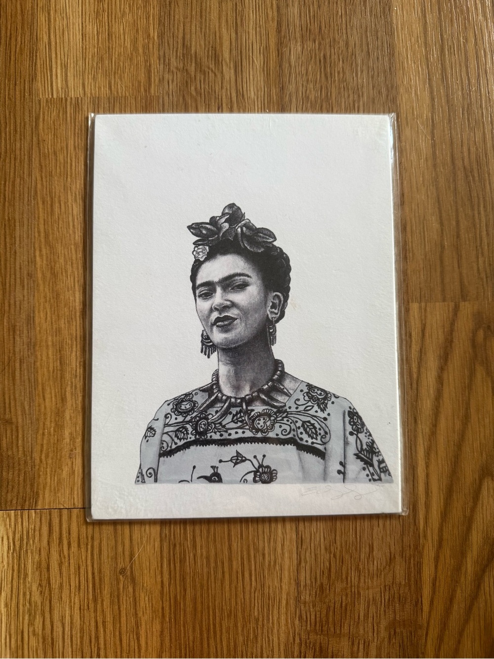 6”x8” Frida Kahlo Black & White Portrait Art Print Signed